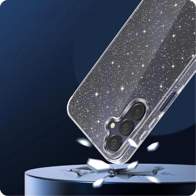 Custodia Tech-Protect FlexAir per Samsung Galaxy S25, glitter trasparente