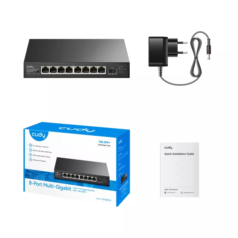 Switch light managed CUDY HS108ES1 a 8 porte 2.5G con SFP+ 10G