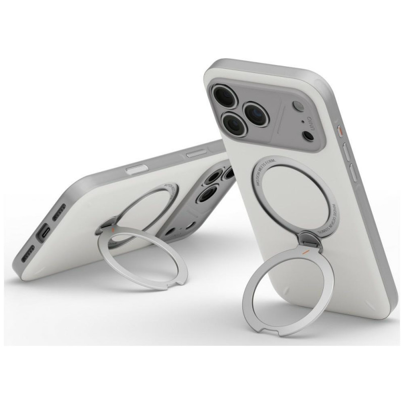 Custodia UNIQ Elix per Apple iPhone 18 Pro Max / 17 Pro Max, kickstand rotante a 360°, grigio chiaro