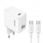 Caricabatterie da parete USAMS CC339 T76 45W GaN USB-C con cavo SJ711 USB-C a USB-C (1 m), bianco