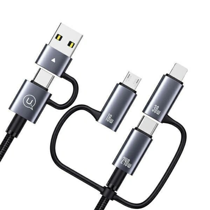 Cavo di ricarica e dati 6-in-1 USAMS Sufeng Series SJ737, 240W, display digitale, lega di alluminio, 1,2 m