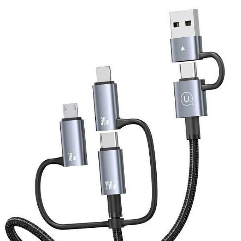 Cavo di ricarica e dati 6-in-1 USAMS Sufeng Series SJ737, 240W, display digitale, lega di alluminio, 1,2 m