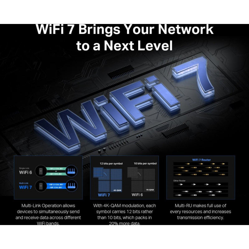 Router Wi-Fi 7 dual band Mercusys MR37BE, fino a 6500 Mbps