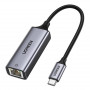 Adattatore di rete Ugreen CM199 USB-C a RJ45 Gigabit Ethernet, 1000 Mbps, grigio
