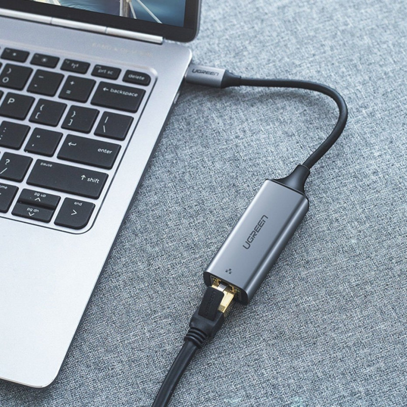 Adattatore di rete Ugreen CM199 USB-C a RJ45 Gigabit Ethernet, 1000 Mbps, grigio