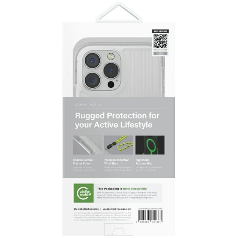 Custodia UNIQ Combat Active per Apple iPhone 16 Pro Max, Magclick Charging, bianco lume