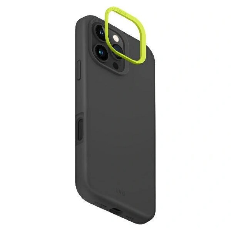 Custodia UNIQ Lino Hue per Apple iPhone 16 Pro, ricarica Magclick, grigio antracite