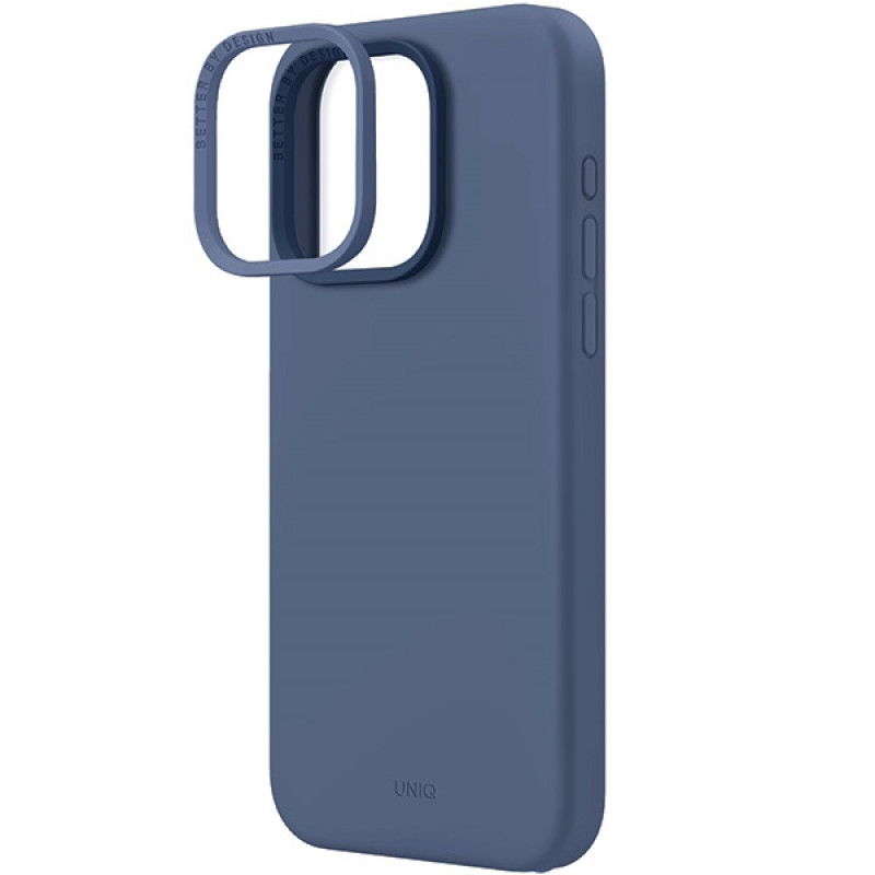 Custodia UNIQ Lino Hue per Apple iPhone 15 Pro Max, MagClick Charging, blu navy