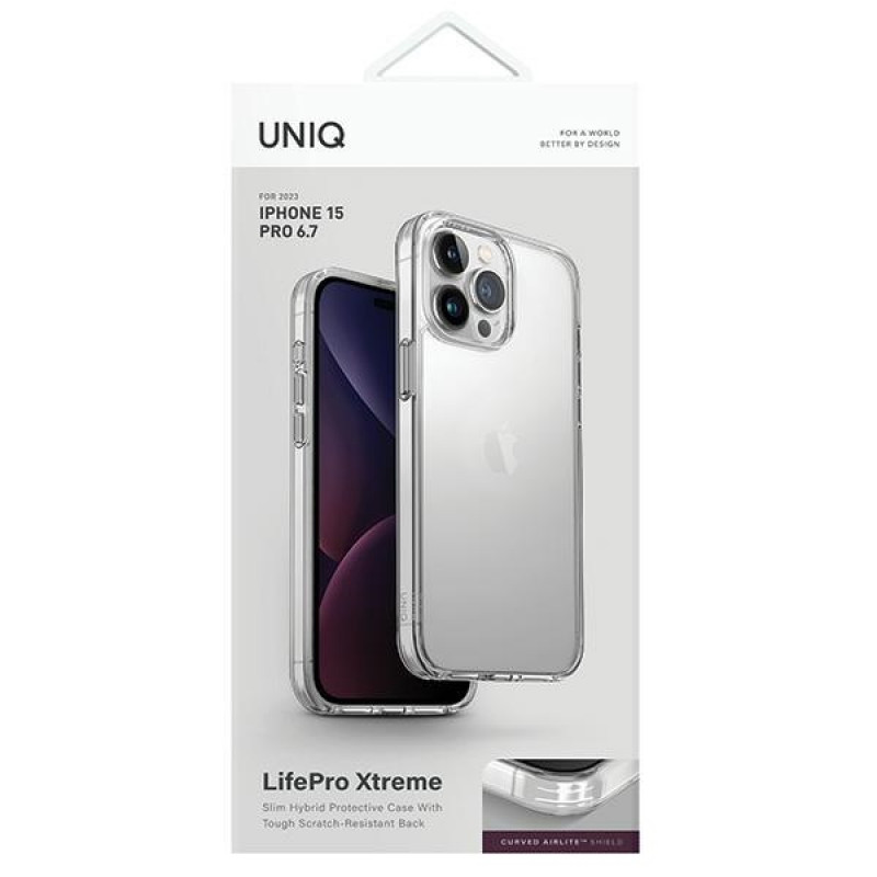 Custodia UNIQ LifePro Xtreme per Apple iPhone 15 Pro Max, cristallo trasparente, trasparente