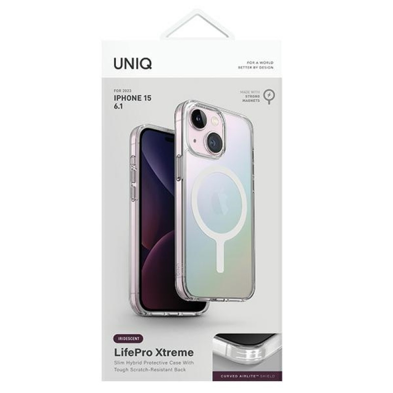 Custodia con ricarica UNIQ LifePro Xtreme MagClick per Apple iPhone 15, Iridescent