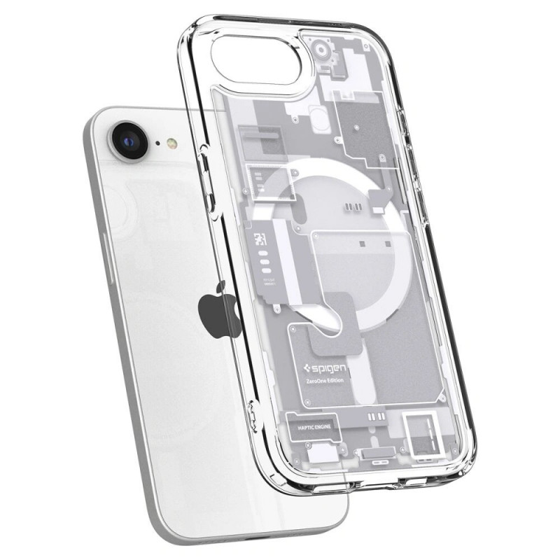 Custodia Spigen Ultra Hybrid Mag MagSafe per Apple iPhone 17e / 16e, Zero One, bianca