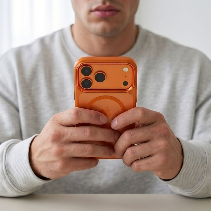 Custodia Tech-Protect Magmat MagSafe CC per Apple iPhone 17 Pro / 18 Pro, Cosmic Orange / trasparente