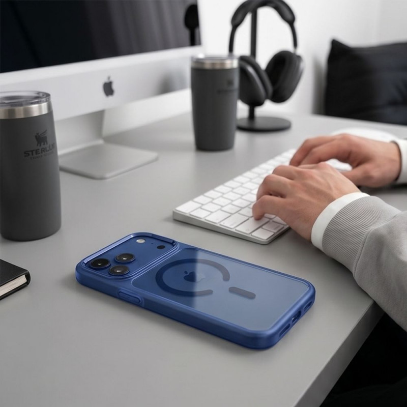 Custodia Tech-Protect Magmat MagSafe CC per Apple iPhone 17 Pro / 18 Pro, Deep Blue / trasparente