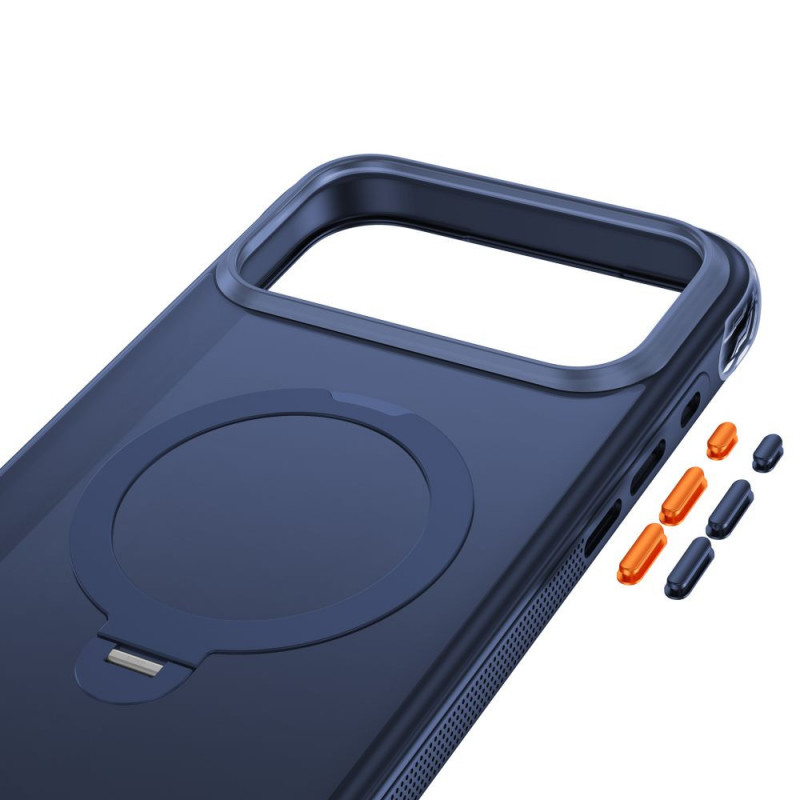 Custodia Tech-Protect MagAir Stand MagSafe CC per Apple iPhone 17 Pro / 18 Pro, Matte Deep Blue