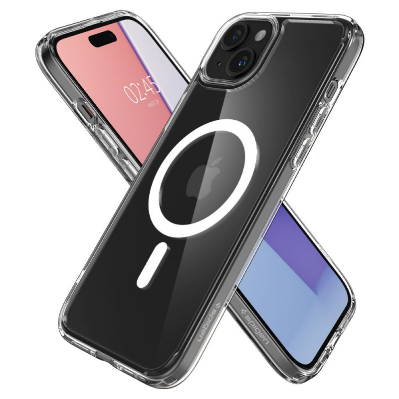 Custodia Spigen Ultra Hybrid Mag con MagSafe per Apple iPhone 15, bianca