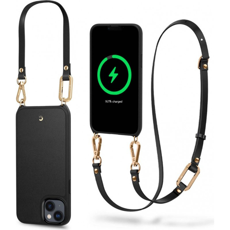 Custodia MagSafe Spigen Cyrill Classic Charm Mag (ACS04948) con cinturino per Apple iPhone 14 Plus / 15 Plus, nera