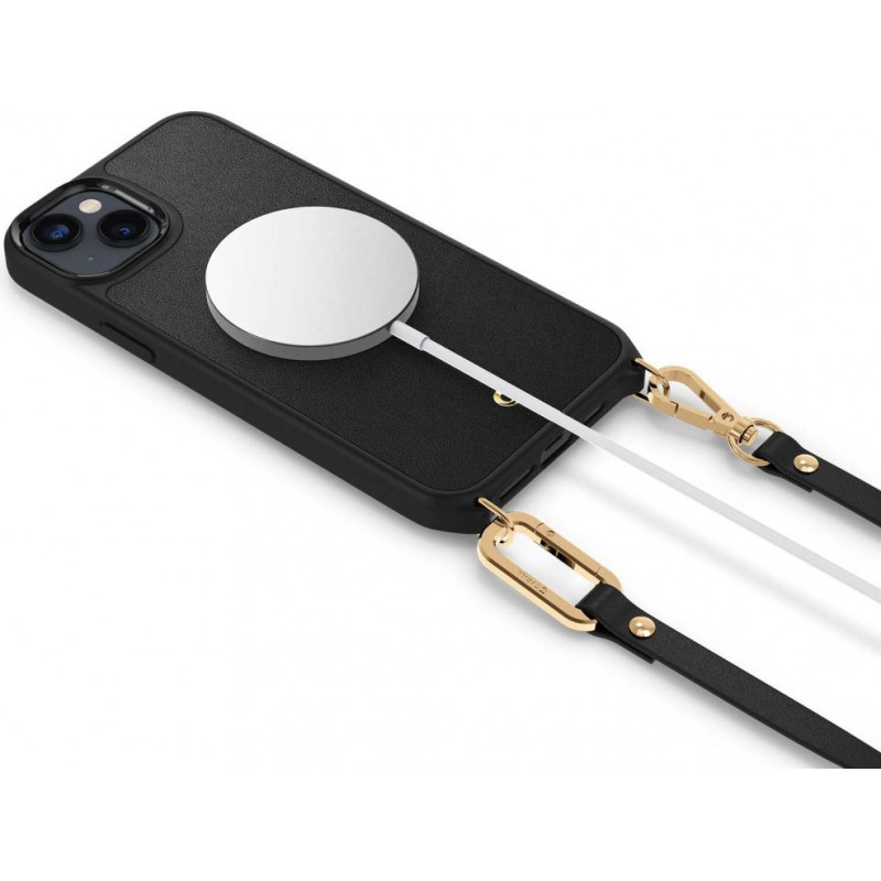 Custodia MagSafe Spigen Cyrill Classic Charm Mag (ACS04948) con cinturino per Apple iPhone 14 Plus / 15 Plus, nera