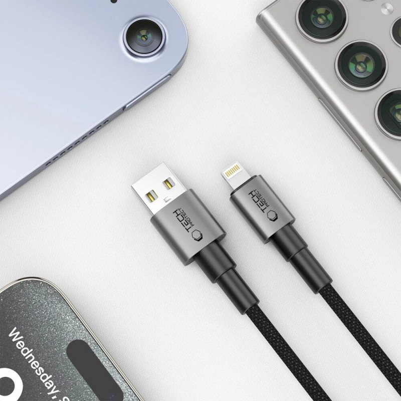 Cavo USB-A / Lightning Tech-Protect Ultraboost DNA, 12W, 2.4A, 25 cm, grigio ferro