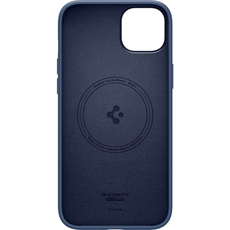 Custodia MagSafe Spigen Silicone Fit Mag (ACS04921) per Apple iPhone 14 Plus / 15 Plus, blu navy