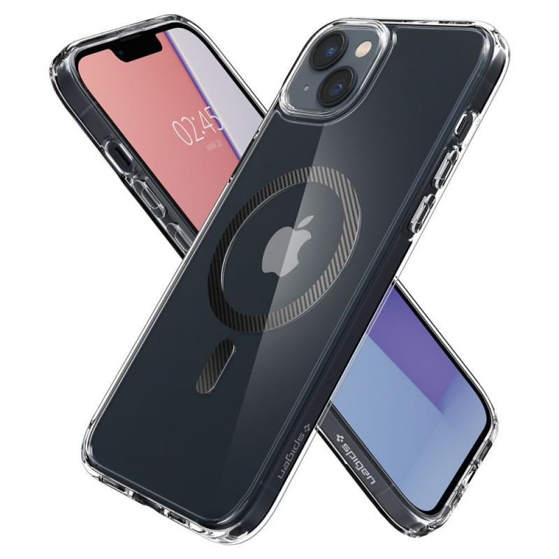 Custodia MagSafe Spigen Ultra Hybrid Mag (ACS04904) per Apple iPhone 14 Plus / 15 Plus, fibra di carbonio