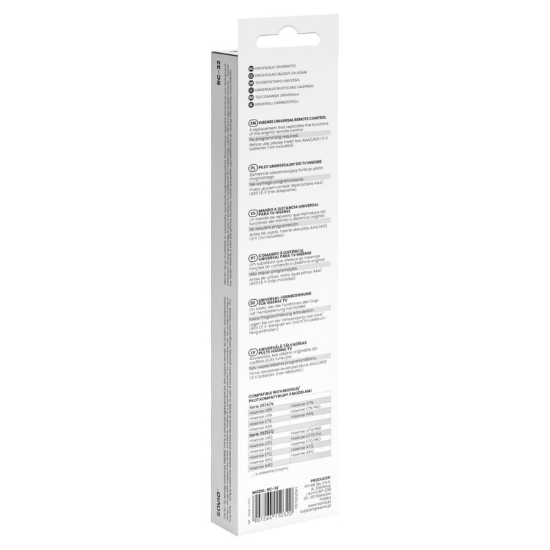Telecomando universale di ricambio Savio RC-32 per TV Hisense