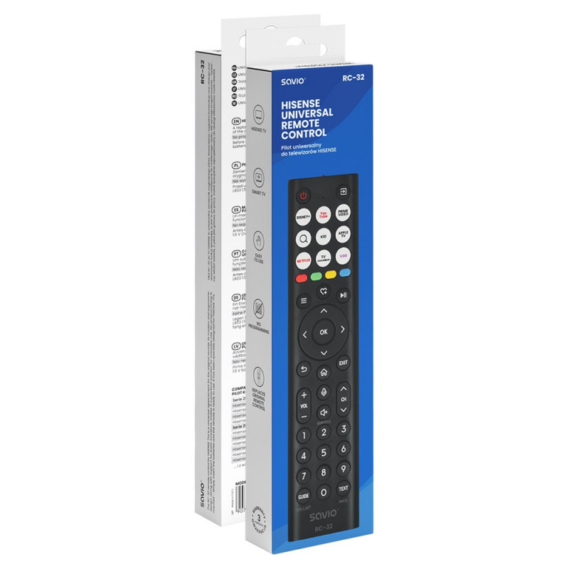 Telecomando universale di ricambio Savio RC-32 per TV Hisense
