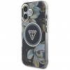 Custodia MagSafe Guess Glitter Flowers Triangle Buttons per Apple iPhone 16, nera