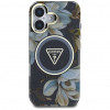 Custodia MagSafe Guess Glitter Flowers Triangle Buttons per Apple iPhone 16, nera