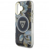 Custodia MagSafe Guess Glitter Flowers Triangle Buttons per Apple iPhone 16, nera