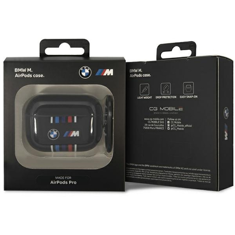 BMW BMAP22SWTK Custodia per Apple AirPods Pro, Multiple Colored Lines, nera