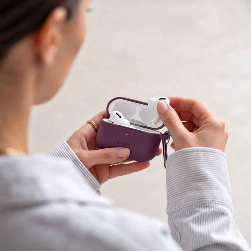Tech-Protect Silicone Hook THP6103 Custodia per case di ricarica Apple AirPods Pro 3, bordeaux