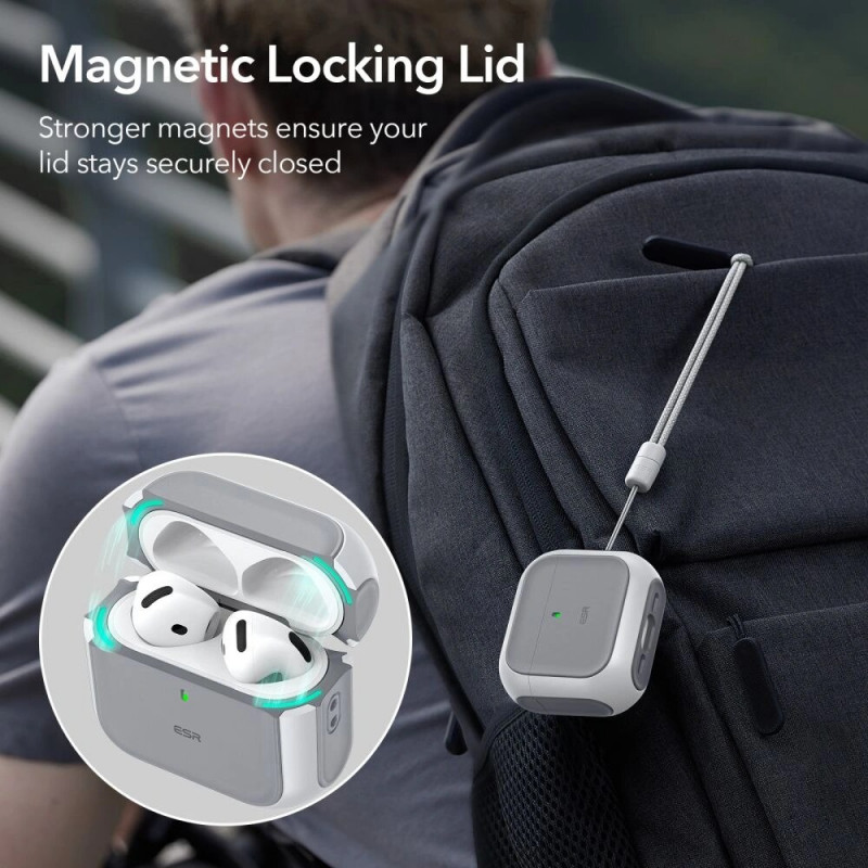 Custodia ESR Orbit HaloLock MagSafe per Apple AirPods 4, bianca