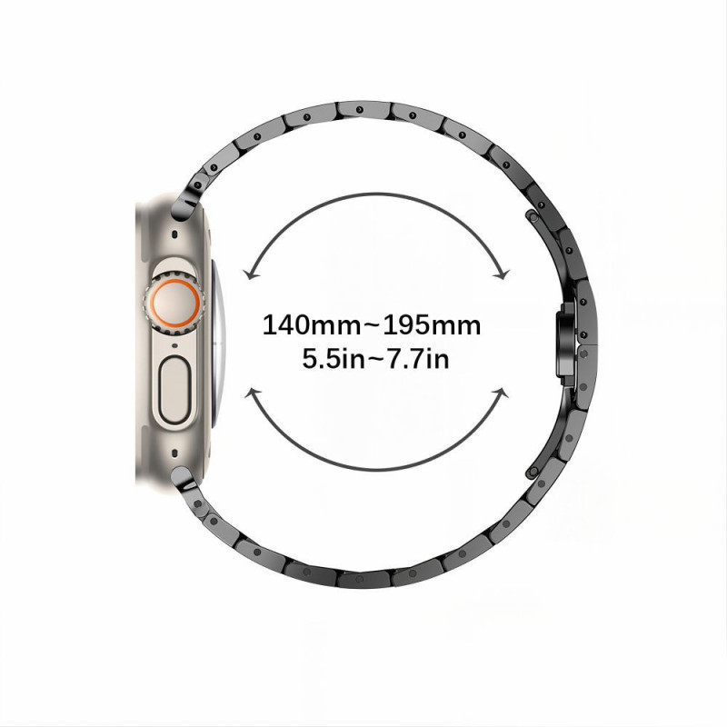 Tech-Protect Stainless THP6100 bracciale in acciaio inossidabile per Apple Watch 8 / 9 / 10 / 11 / 12 / SE / Ultra 44/45/46/49 mm, Titanium/Arancione