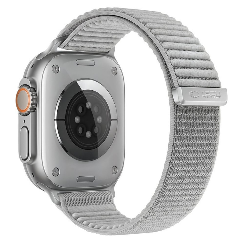 Cinturino per Apple Watch 8 / 9 / 10 / 11 / 12 / SE / Ultra 44/45/46/49 mm Tech-Protect Nylonloop, grigio chiaro