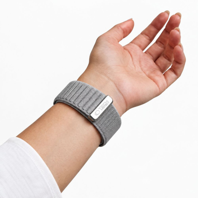Cinturino per Apple Watch 8 / 9 / 10 / 11 / 12 / SE / Ultra 44/45/46/49 mm Tech-Protect Nylonloop, grigio chiaro