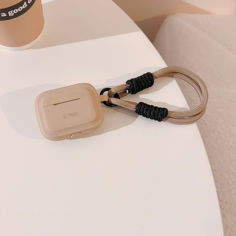 Custodia in silicone Rope Tech-Protect per Apple AirPods Pro 1 / 2, Cafe Latte