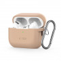 Custodia con gancio in silicone Tech-Protect per Apple AirPods Pro 1 / 2, Cafe Latte