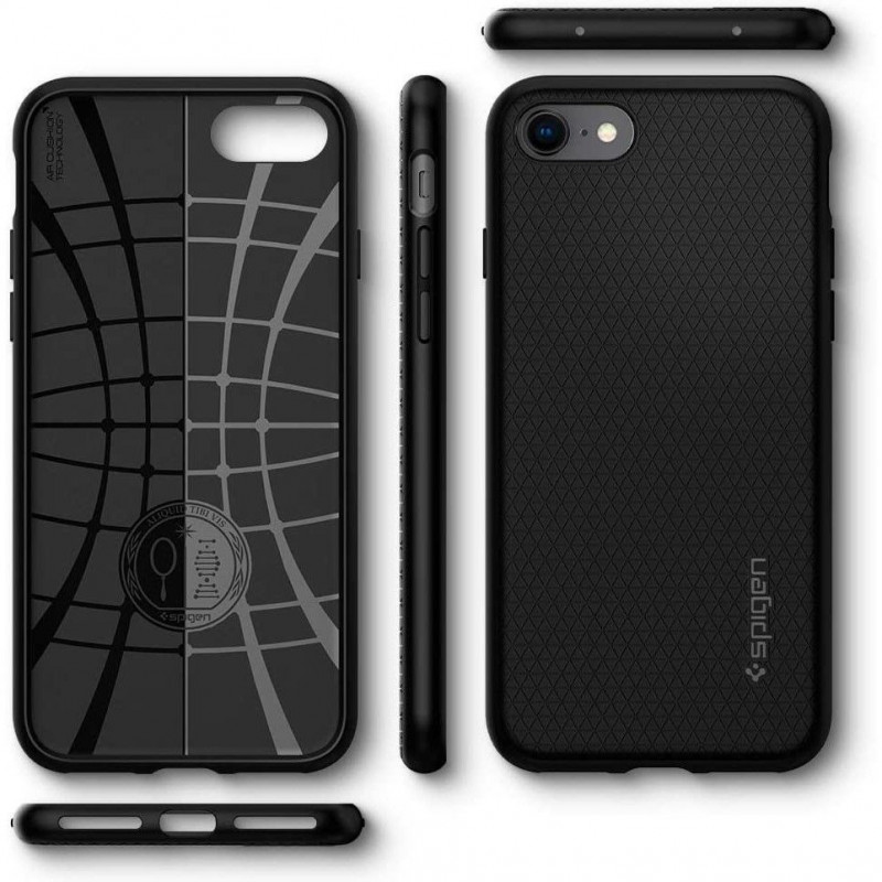 Custodia Liquid Air Spigen per Apple iPhone SE 2022 / SE 2020 / 8 / 7, nera