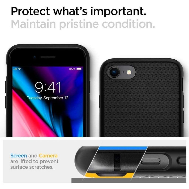 Custodia Liquid Air Spigen per Apple iPhone SE 2022 / SE 2020 / 8 / 7, nera