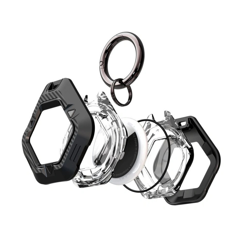 Custodia Tech-Protect Defense per Apple AirTag 1/2, nera
