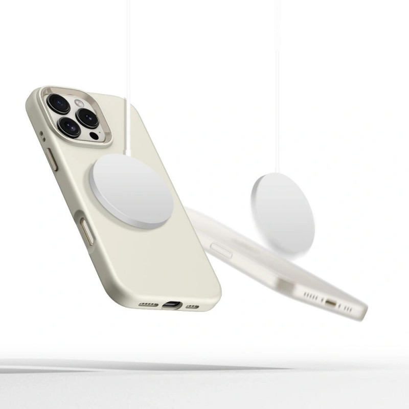 Custodia Tech-Protect Silicone Pure MagSafe per Apple iPhone 16 Pro, Cosmic Latte