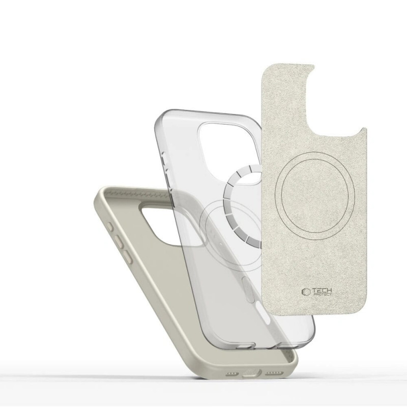 Custodia Tech-Protect Silicone Pure MagSafe per Apple iPhone 16 Pro, Cosmic Latte