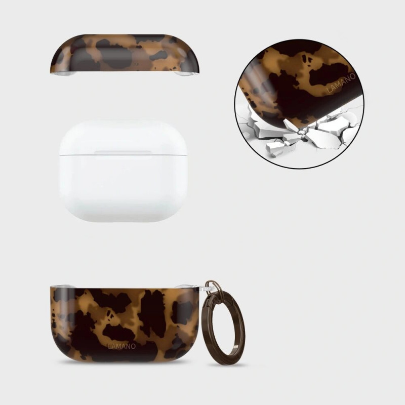 Custodia Tech-Protect Lamano per Apple AirPods Pro 1 / 2 Panther (nero e marrone)