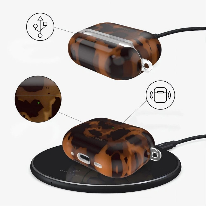 Custodia Tech-Protect Lamano per Apple AirPods Pro 1 / 2 Panther (nero e marrone)