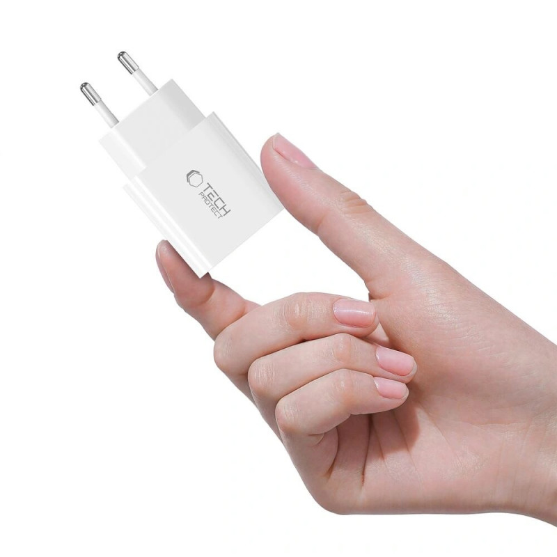 Caricatore da parete USB-C 1 porta Tech-Protect NC20W PD20W, bianco