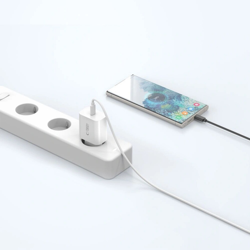 Caricatore da parete USB-C 1 porta Tech-Protect NC20W PD20W, bianco