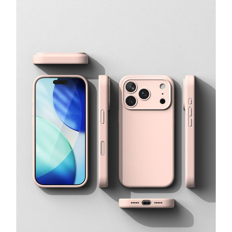 Custodia magnetica MagSafe in silicone Ringke per Apple iPhone 18 Pro, rosa sabbia