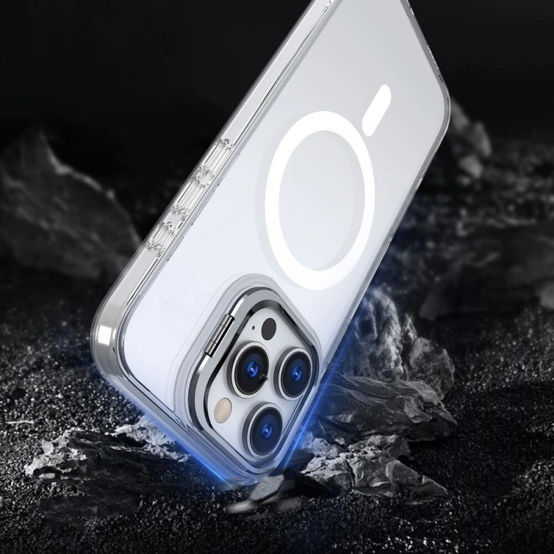 Custodia MagSafe Magstand Tech-Protect per Apple iPhone 16, trasparente