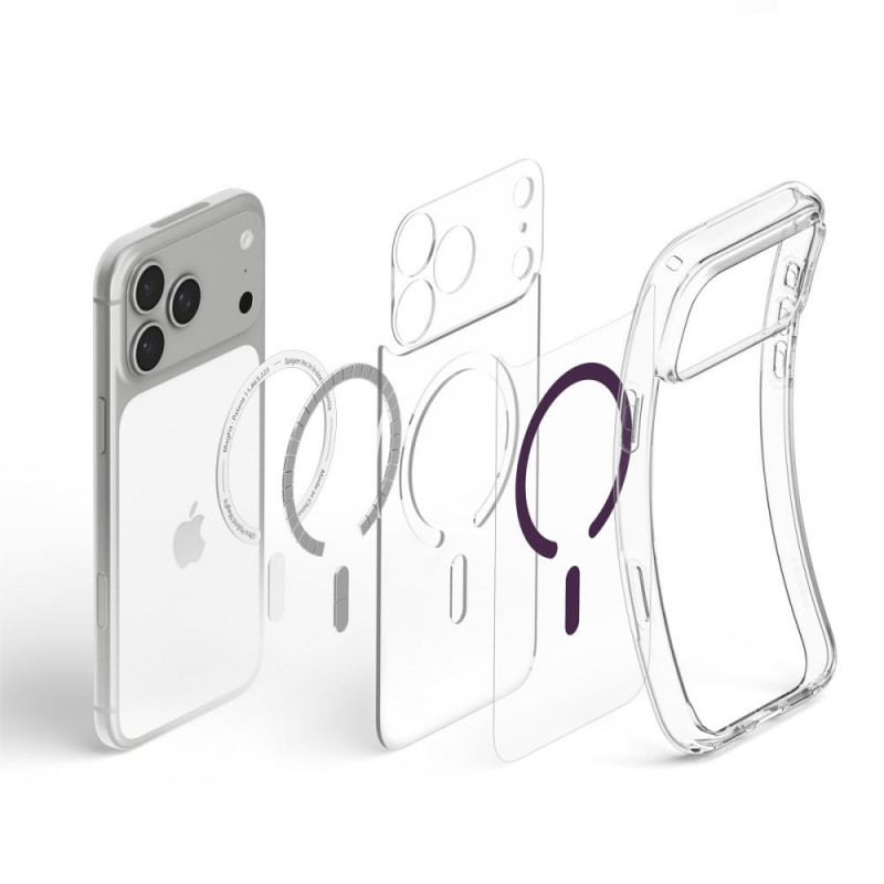 Custodia Spigen Ultra Hybrid MagSafe per Apple iPhone 17 Pro Max / 18 Pro Max, trasparente/bordeaux