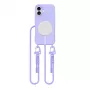 Custodia Tech-Protect Magnecklace MagSafe con lanyard per Apple iPhone 16, viola